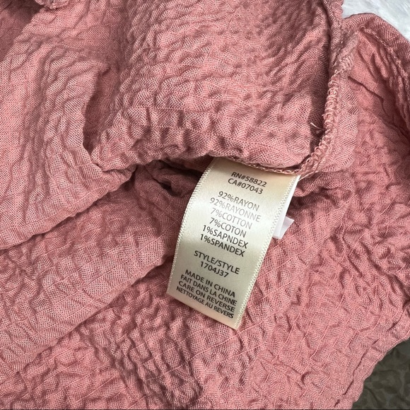 Max Studio Button Down Collar Shirt In Color Clay Textured Crepe Fabric Size XS - Picture 4 of 8